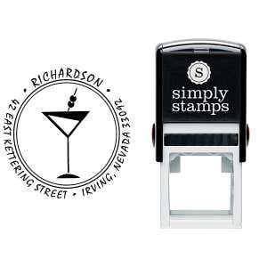 Martini Glass Round Return Address Stamp Body and Design