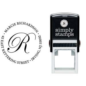 Calligraphy Monogram Return Address Stamp Body and Design