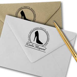 High Heel Calligraphy Script Return Address Stamp Imprint Example