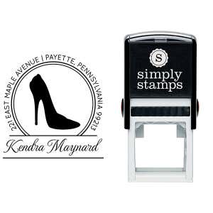 High Heel Calligraphy Script Return Address Stamp Body and Design