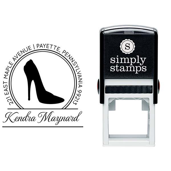 High Heel Calligraphy Script Return Address Stamp Body and Design