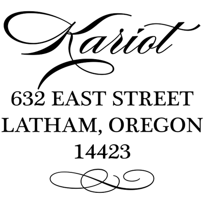 Cursive Deco Bow Return Address Stamp
