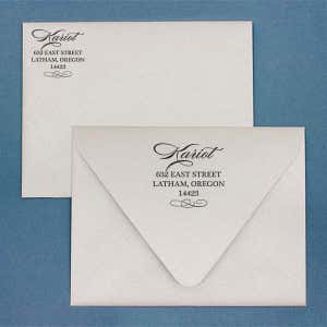 Cursive Deco Bow Return Address Stamp Imprint Example