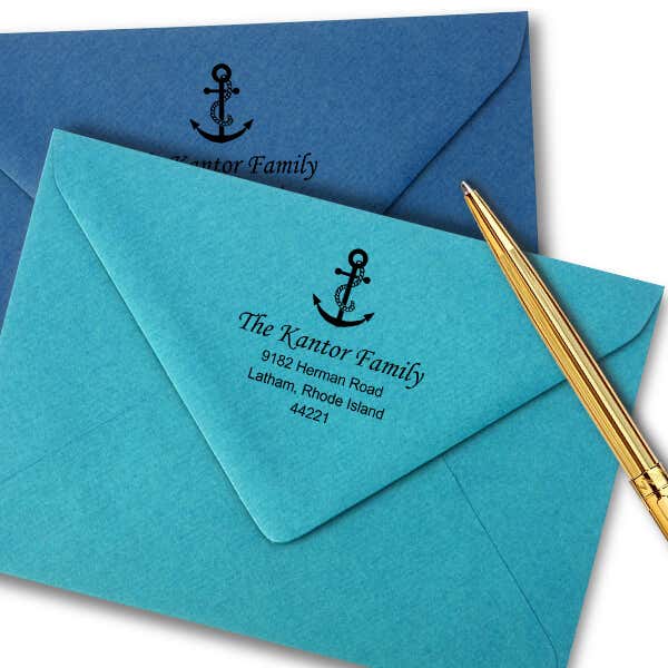 Nautical Rope & Anchor Return Address Stamp Imprint Example
