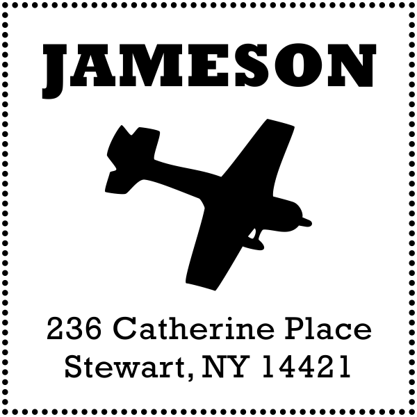 plane rubber address stamp