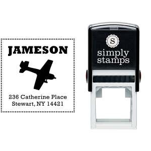 Cesna Plane Bead Border Return Address Stamp Body and Design