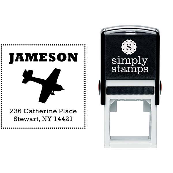 Cesna Plane Bead Border Return Address Stamp Body and Design