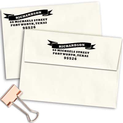 Bold Name Banner Return Address Stamp - alternate view