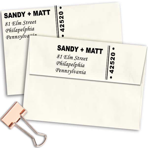 Side Zip Code Cursive Script Return Address Stamp Imprint Example