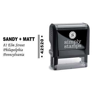 Side Zip Code Cursive Script Return Address Stamp Body and Design