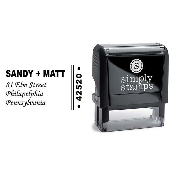Side Zip Code Cursive Script Return Address Stamp Body and Design