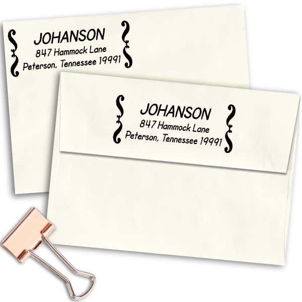 Deco Brackets Return Address Stamp Imprint Example