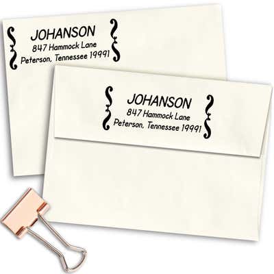 Deco Brackets Return Address Stamp - alternate view