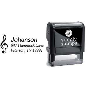 Musical Treble Clef Return Address Stamp Body and Design