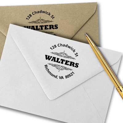 Round Bold Vintage Accent Address Stamp - alternate view