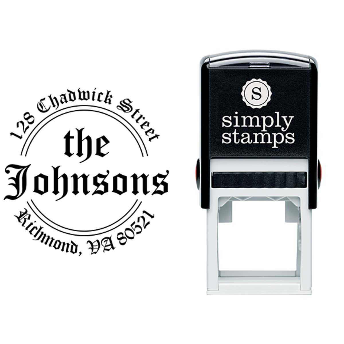Round Double Arc Return Address Stamp Body and Design