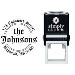 Round Double Arc Return Address Stamp Body and Design