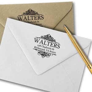 Sharp Curves Accent Return Address Stamp Imprint Example