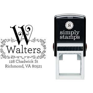 Curve Flourish Monogram Return Address Stamp Body and Design