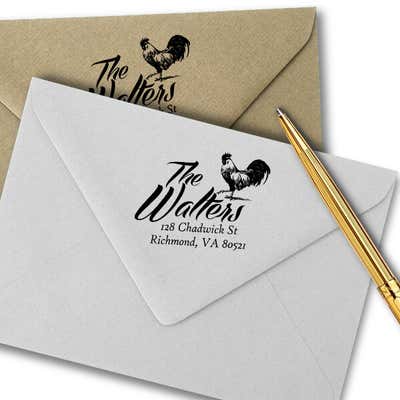 Country Rooster Farm Return Address Stamp - alternate view