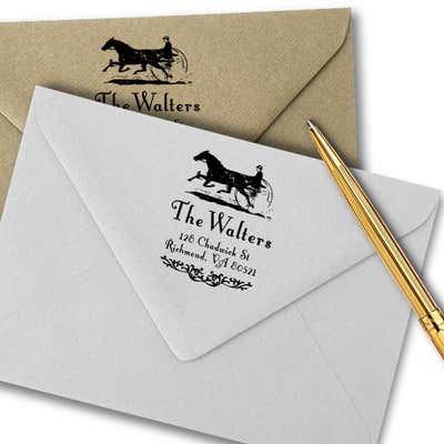 Vintage Horse Carriage Return Address Stamp - alternate view