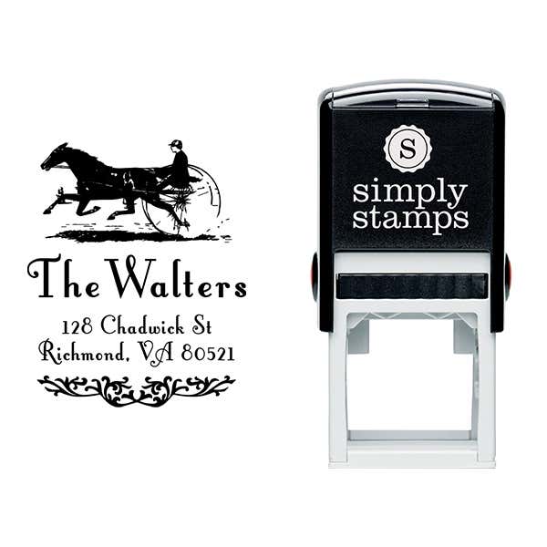 Vintage Horse Carriage Return Address Stamp Body and Design