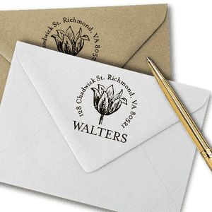 Tulip Flower Sketch Return Address Stamp Imprint Example