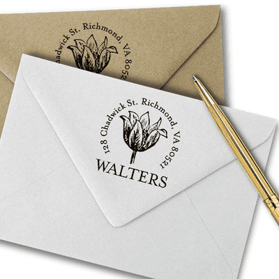 Tulip Flower Sketch Return Address Stamp - alternate view