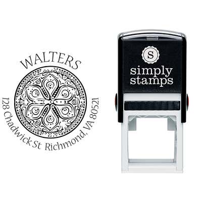 Henna Flower Round Return Address Stamp - alternate view