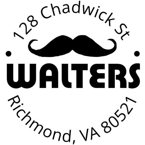 Handlebar Mustache Round Address Stamp