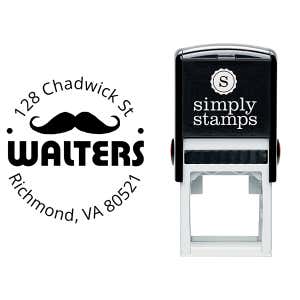 Handlebar Mustache Round Address Stamp Body and Design