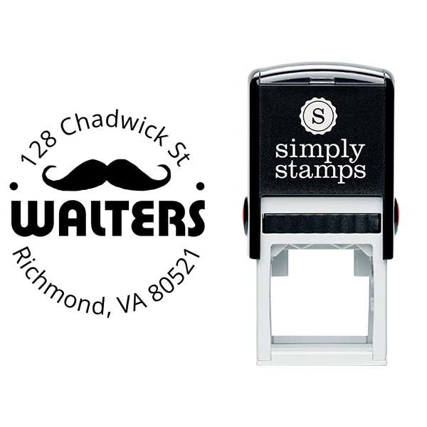 Handlebar Mustache Round Address Stamp Body and Design