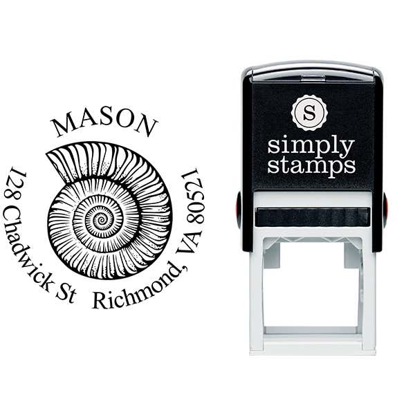 Snail Shell Round Return Address Stamp Body and Design