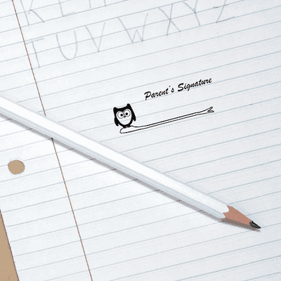 Owl On Branch Parent's Signature Required Teacher Stamp - alternate view