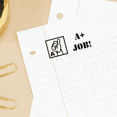 A+ JOB! Thumbs Up Teacher Grading Stamp - alternate view