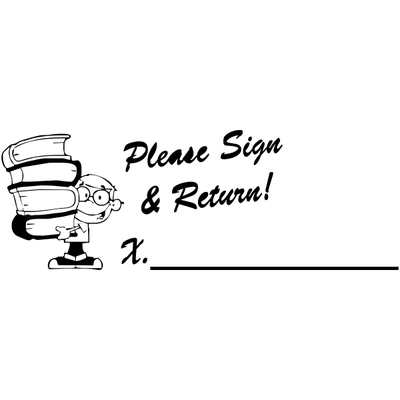 Sign And Return - Student Book Stack Rubber Teacher Stamp