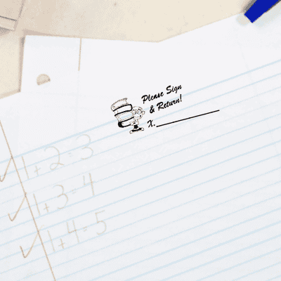 Student Book Stack Sign and Return Teacher Stamp - alternate view