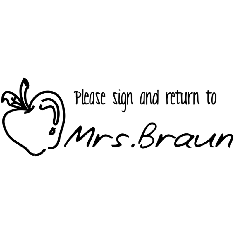 Sign And Return Apple Rubber Teacher Stamp