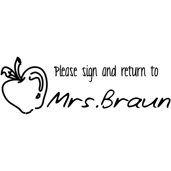 Apple Sign and Return Teacher Stamp