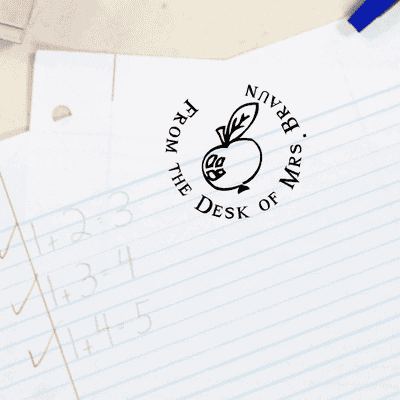 Apple From The Desk Of Custom Teacher Stamp - alternate view