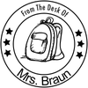 From The Desk Of - Backpack Stars Rubber Teacher Stamp