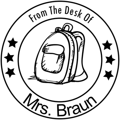 From The Desk Of - Backpack Stars Rubber Teacher Stamp