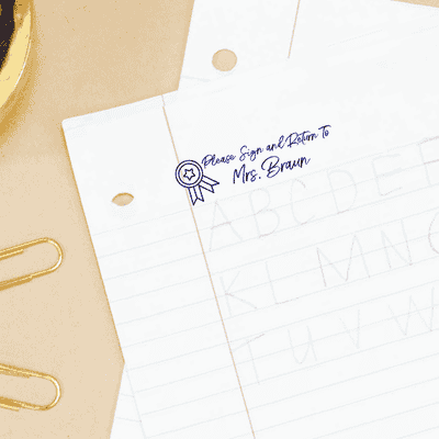 Award Ribbon Please Sign and Return Custom Teacher Stamp - alternate view