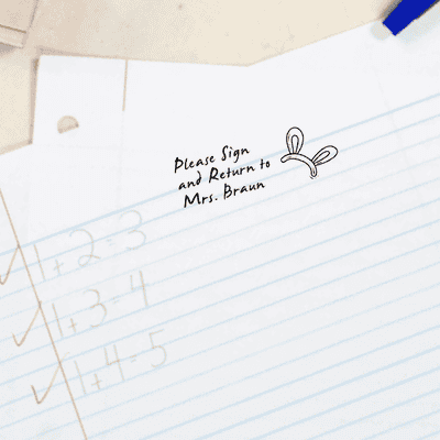 Bunny Ears Please Sign And Return Custom Teacher Stamp - alternate view