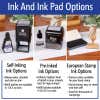 Ink pad options for for self inking, pre inked, and hand stamp bodies