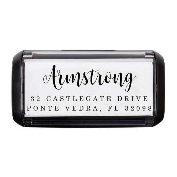 Overhead view of the Armstrong Address Stamp on the Trodat Printy 4914