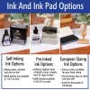 Ink pad options for for self inking, pre inked, and hand stamp bodies