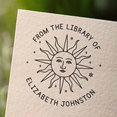 Modern Sun Custom Book Stamp - alternate view