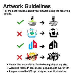 Graphic showing artwork guidelines for the sharpest stamp impression