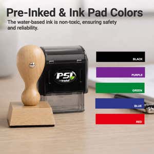 Chart of available pre-inked ink colors for the Custom Double Ring Logo Stamp